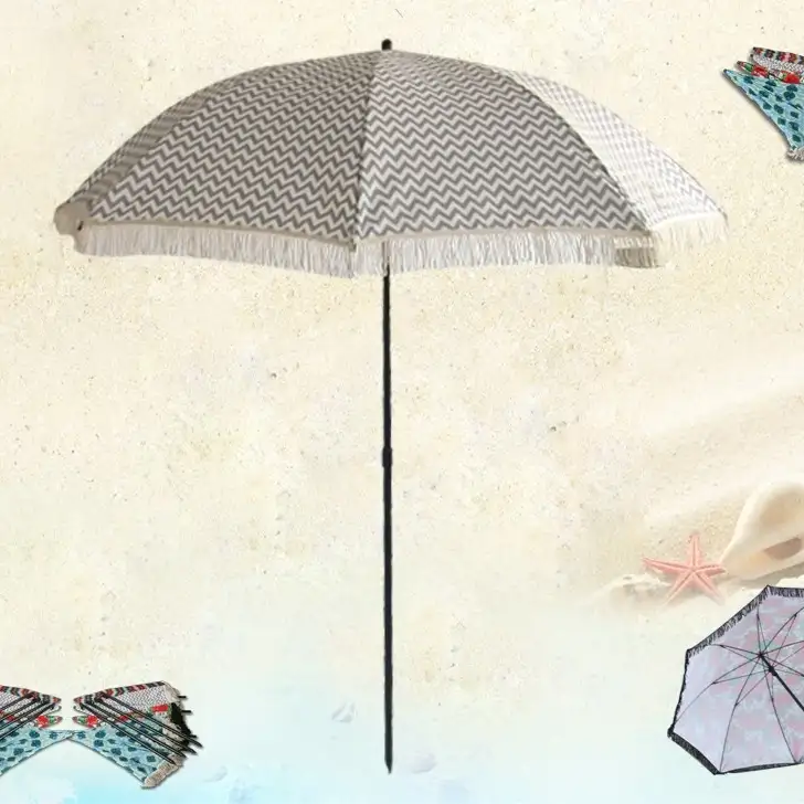 Windbestendige strandparasol met kwastjes