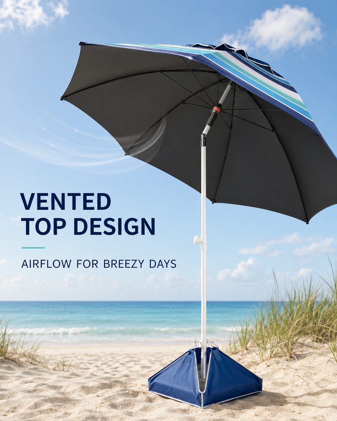 8 Ft strandparasol met zandanker en zandzak