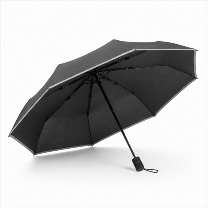 Op maat gemaakte automatische opvouwbare paraplu van 21 inch met reflecterende rand