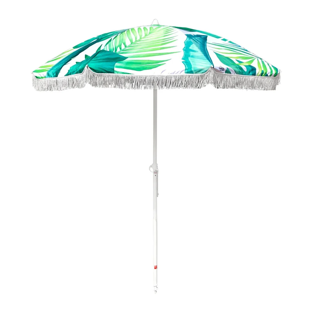 Aangepaste 220 cm geventileerde strandparaplu met kantel- en zandvijzelpaal