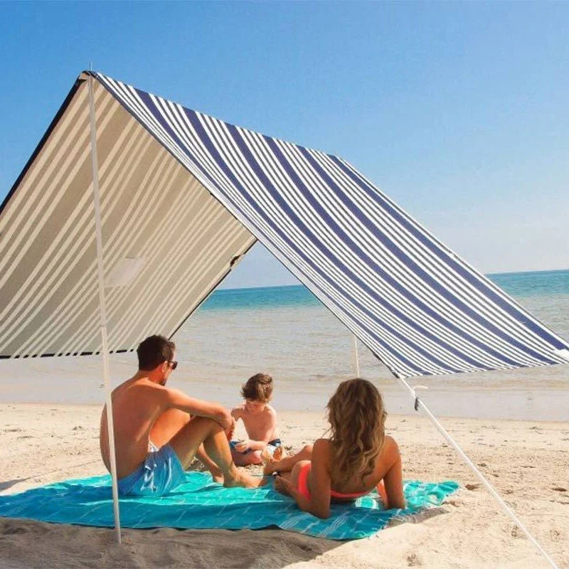 Op maat gemaakte draagbare strandtent van 330 x 180 cm met aluminium palen