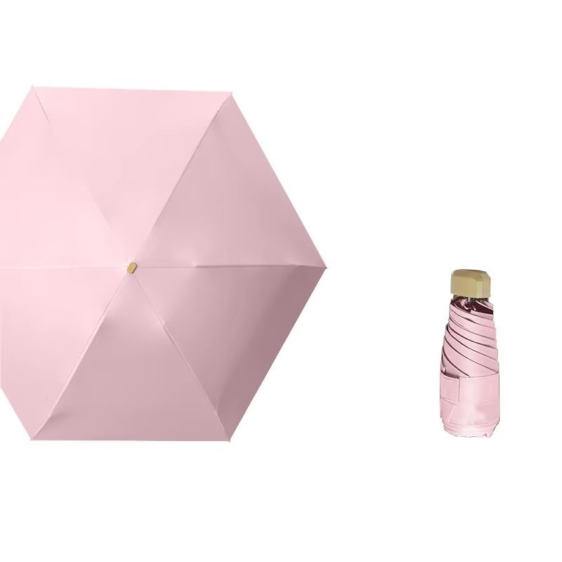 Aangepaste dames ijzeren rib handmatig opvouwbare vinyl parasol, mini reclame relatiegeschenk