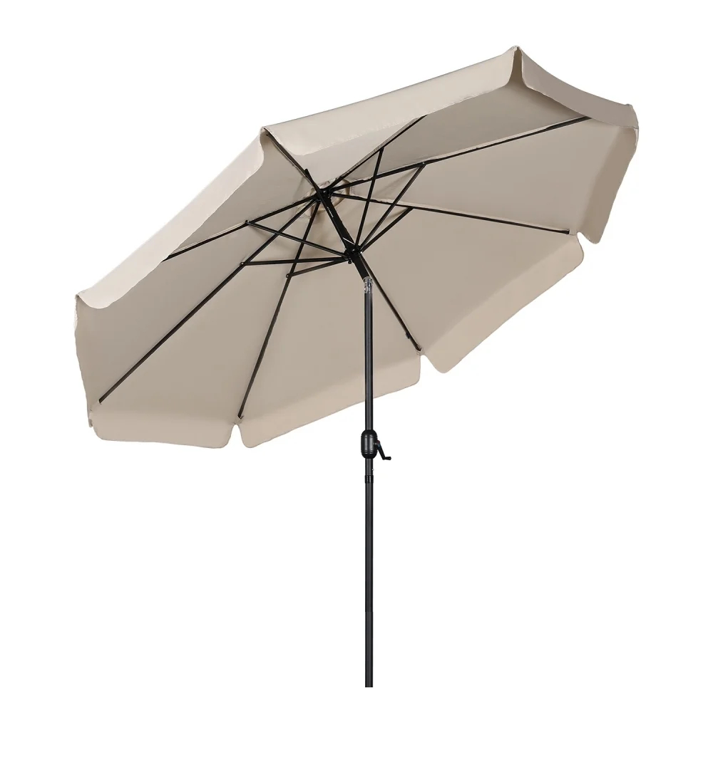 Tuinparasol met een diameter van 300 cm en een beige luifel met 8 panelen