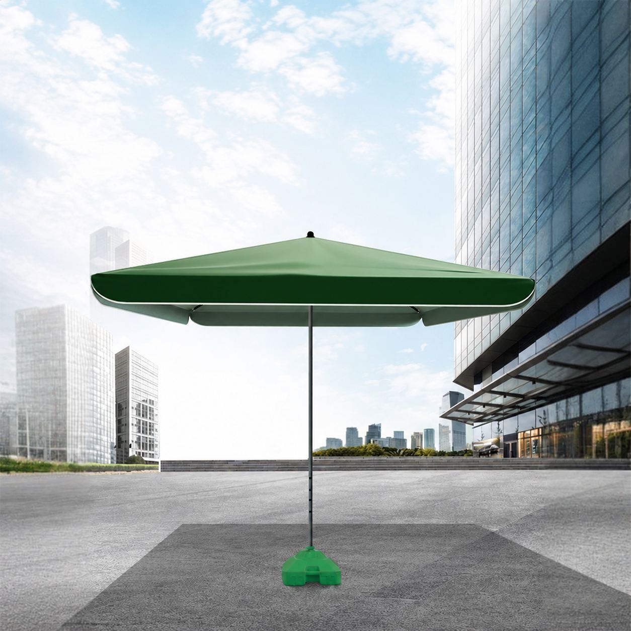 Grote marktparaplu van 220–300 cm met 420D verzilverde Oxford-luifel en verwijderbare stalen paal