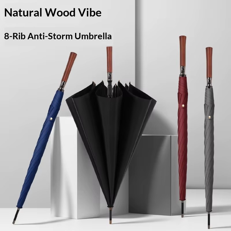 Luxe golfparaplu met houten handvat