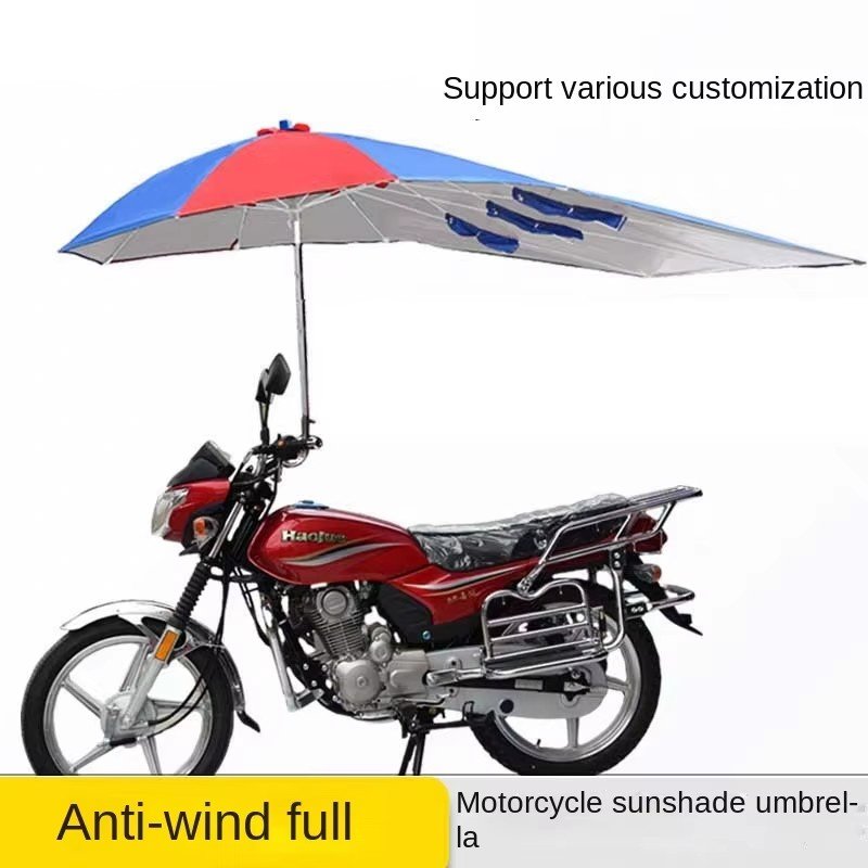 Motordriewieler Elektrische scooter Zonneschermparaplu, waterdichte, zonbestendige frameloze universele reclameluifel