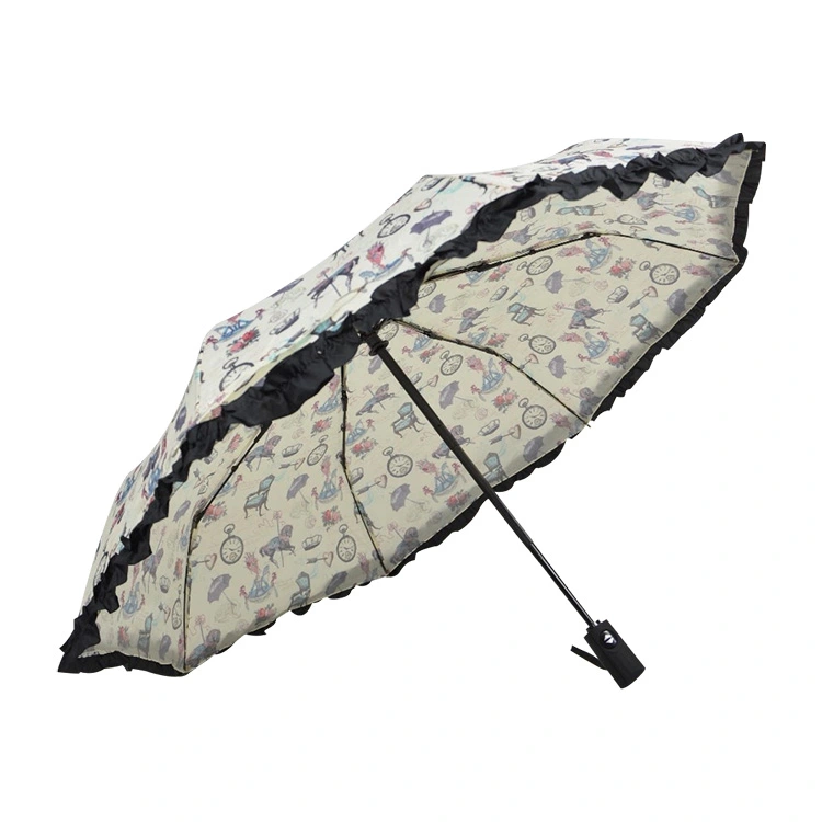 Winddichte 3 opvouwbare kanten paraplu