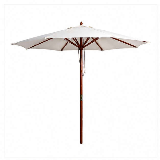 Stalen frame 8 baleinen handmatige witte rechte parasol