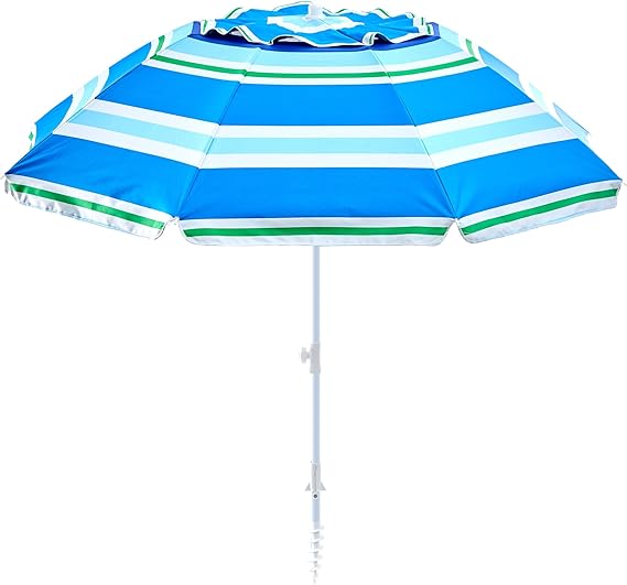 UPF50+ gestreepte verstelbare strandparaplu