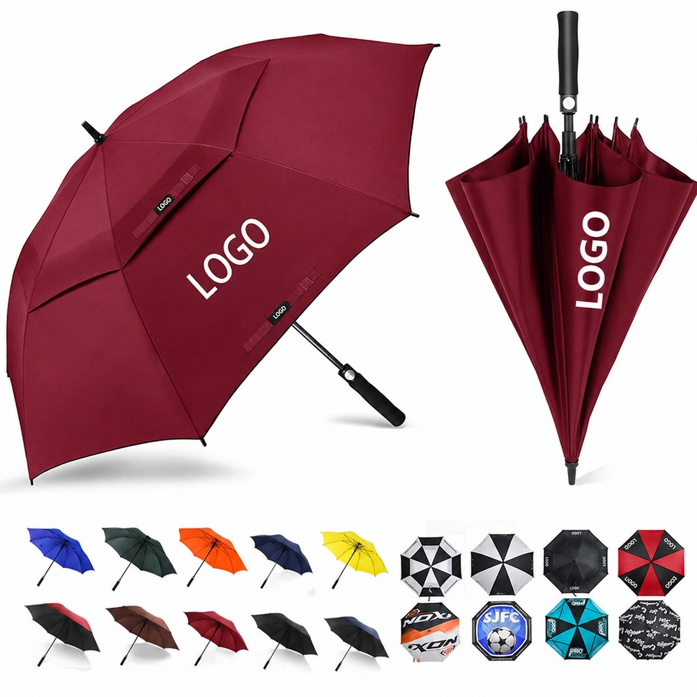 Groothandel one-touch geventileerde golfparaplu met aangepast logo